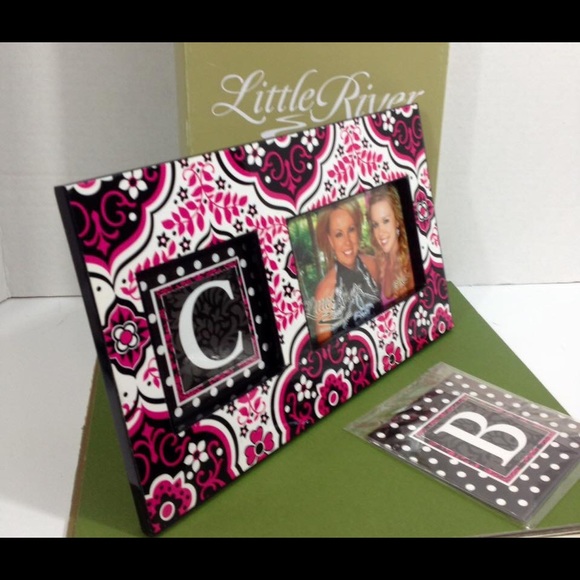 MONOGRAMMED PHOTO FRAME PINK BLACK NEW! - Picture 6 of 6